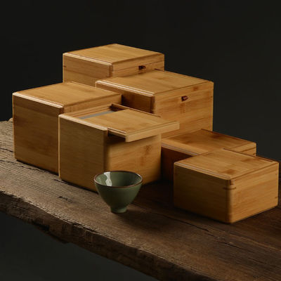 Multi Compartimento Tea Bag Organizer Caixa de madeira com construção de bambu e poliéster