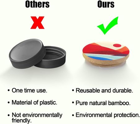 8 Pacotes de anéis de selos de silicone com tamanho personalizado, padrões coloridos de boho e tampas de bambu