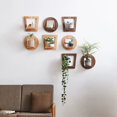 Estacionamento de plantas de interior Cadeira de plantas de madeira Estante de exibição rústica com logotipo personalizado