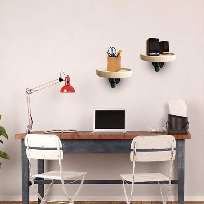 Embalagem de correio N Pequenas prateleiras de canto de madeira maciça flutuantes redondas para decoração de quartos domésticos