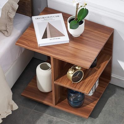 Mobiliário de quarto Quarto de noite moderno de madeira de nozes com rodas e prateleira aberta