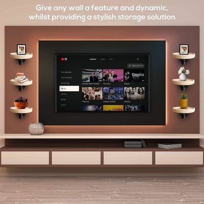 Embalagem de correio N Pequenas prateleiras de canto de madeira maciça flutuantes redondas para decoração de quartos domésticos