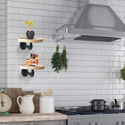 Embalagem de correio N Pequenas prateleiras de canto de madeira maciça flutuantes redondas para decoração de quartos domésticos