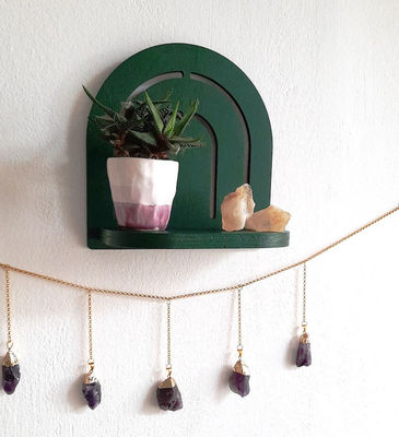 Arco-íris de madeira Decoração de parede pendurada Pequena prateleira de exposição de plantas para móveis de sala de estar