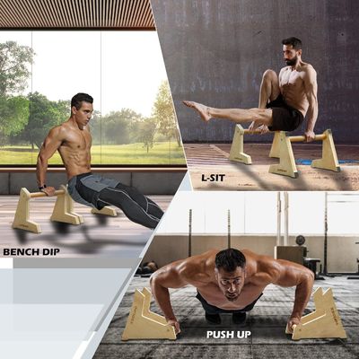 20x12 polegadas Parallettes de madeira e Push Up Bares para exercícios de ginástica de mão não escorregadia