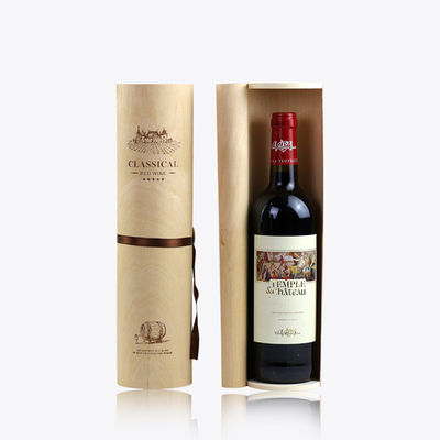 Caixa de vinho de madeira vazia e criativa personalizada com cilindro de casca de bétula feito à mão