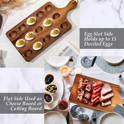 Reversível de madeira Devilled ovoplatter como seu pedido Acacia Charcuterie Board