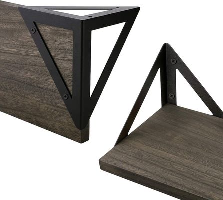 Moderno Design Prateleiras De Parede De Madeira De Metal Negro Prateleira De Armazenamento De Madeira Flutuante Para Banheiro