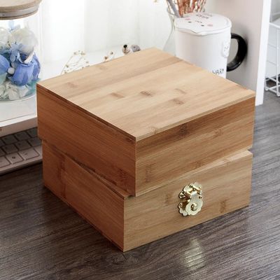 Embalagem personalizada de bolo de lua de bambu Caixa de armazenamento de jóias de madeira com fechadura e segurança
