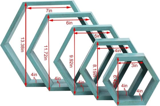 Armazém de madeira Armazém de favas Armazém de parede Armazém montado em parede 5 Armazéns flutuantes hexagonais