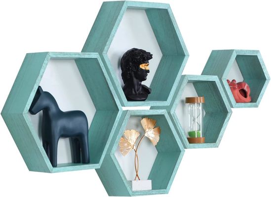 Armazém de madeira Armazém de favas Armazém de parede Armazém montado em parede 5 Armazéns flutuantes hexagonais