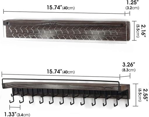 Exposição de brincos de madeira de casa de campo rústica personalizada e suportador de montagem de parede de colar de acrílico transparente