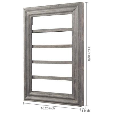 5-Tier Vintage Gray Wood Printing Burned Challenge Coin Display Rack para montagem de parede
