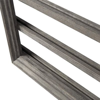 5-Tier Vintage Gray Wood Printing Burned Challenge Coin Display Rack para montagem de parede