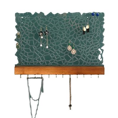 Desenho funcional Prateleira flutuante de madeira Ecrã de brincos acrílicos para logotipo personalizado