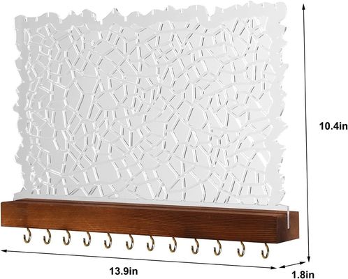 Desenho funcional Prateleira flutuante de madeira Ecrã de brincos acrílicos para logotipo personalizado