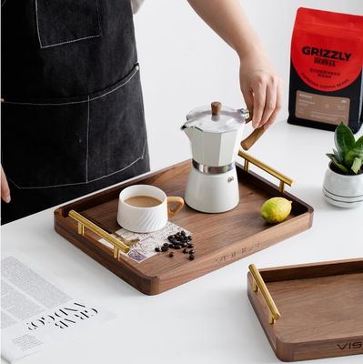 Mãos de latão rústico Maçãs de madeira de nozes Tabela de café para sobremesa Bolos de chá feitos à mão