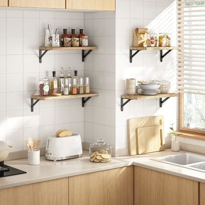 Popular Set de cores de tamanho personalizado de 5 prateleiras flutuantes de madeira rústica para decoração de banheiro