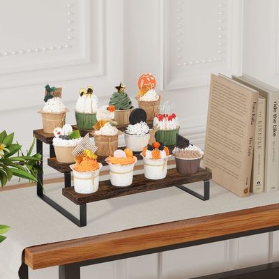 Função de suporte de tela de madeira Economize espaço 3 Nível Counter Cozinha Especiarias organizador rack