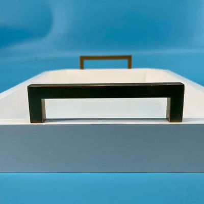 Logotipo personalizado Acceptável bandeja de serviço de madeira branca com alças feitas de madeira de acácia