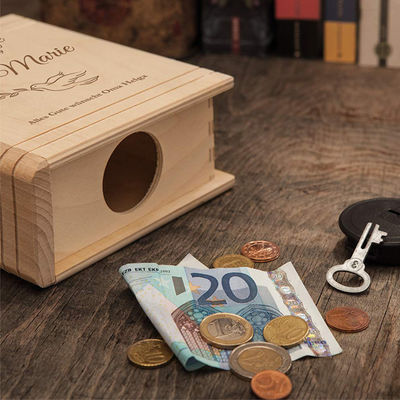 13.5 x 16.5 x 6.5 cm Caixas de dinheiro de casamento de madeira com opções competitivas e de impressão