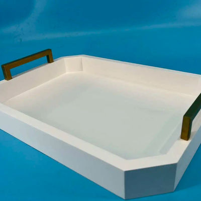 Logotipo personalizado Acceptável bandeja de serviço de madeira branca com alças feitas de madeira de acácia