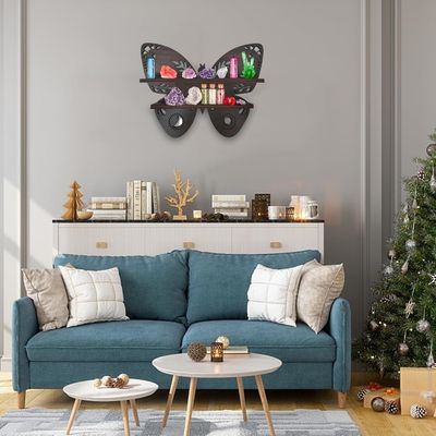 Contêineres de armazenamento de design moderno para borboleta Madeira parede Prateleiras flutuantes em madeira