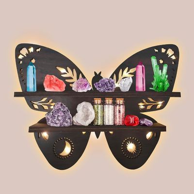 Contêineres de armazenamento de design moderno para borboleta Madeira parede Prateleiras flutuantes em madeira