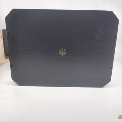 202406 Taça de serviço de madeira preta Materiais de madeira de acácia Taça de madeira personalizada com alças