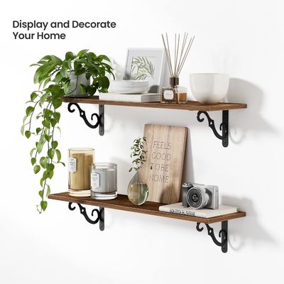 Conjunto de cores personalizadas de 2 prateleiras flutuantes de madeira para necessidades domésticas