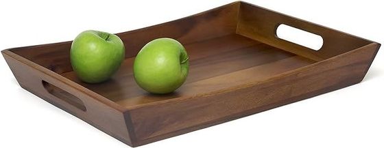 19.88 X 14 X 2,5 polegadas Acacia Curva Serving Tray Set com Logotipo de Manopla para Lojas de Presentes