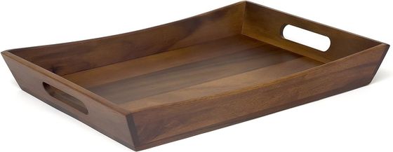19.88 X 14 X 2,5 polegadas Acacia Curva Serving Tray Set com Logotipo de Manopla para Lojas de Presentes