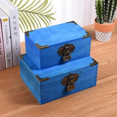 Barnizamento Manuseio Estilo Vintage Pequena caixa de fotos de casamento de madeira personalizada com fechadura