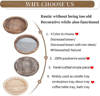 Tela de serviço de madeira personalizada Decoração de porta-velas redonda rústica para ferramentas e design de bolo