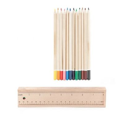 12 lápis de cor Caixa de lápis de madeira para papelada de estudantes Encomenda personalizada aceita