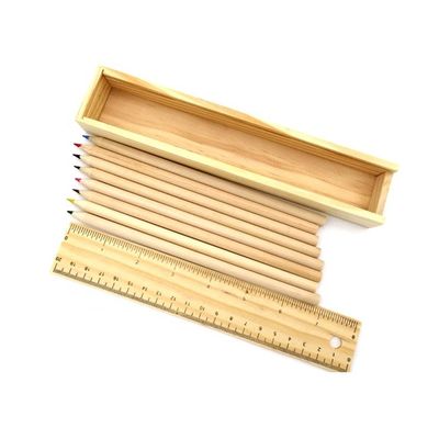 12 lápis de cor Caixa de lápis de madeira para papelada de estudantes Encomenda personalizada aceita