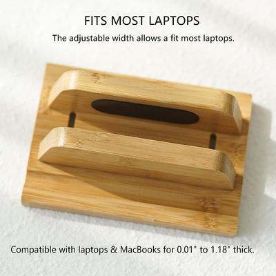 Design funcional Porta-papéis de computador portátil de bambu com doca ajustável Acomoda-se a todos os MacBook Multifuncional