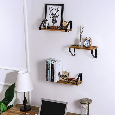 Prateleira de parede de madeira rústica para DIY Livro e organização de pequenas plantas em design artesanal