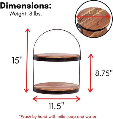 Como seu pedido 2 camada de madeira de servir bandeja com suportador de metal de bolo dessert exibição