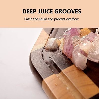 Personalizado 12X12X0.8 polegadas Acacia de madeira cortando Tabela de serviço octogonal com sulco de suco