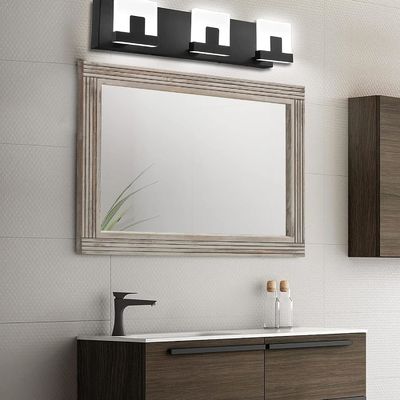 Espelho de parede de madeira para casa de banho Quadro de madeira maciça Espelho de vaidade de fazenda rústica