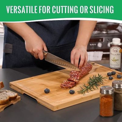 18 x 12 polegadas de sulco de sulco de bambu Tabela de corte grande Xtra grande para logotipo personalizado cozinha