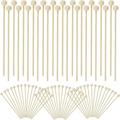100PCS 6 polegadas Rock Candy Stick com bola de madeira Swizzle Stick Design moderno e simples