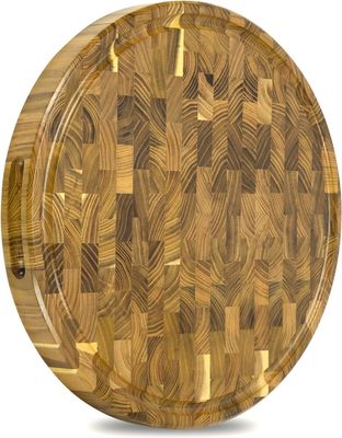 Serviço personalizado Tabela de corte de madeira de 15 polegadas com design ecológico e sulco de suco