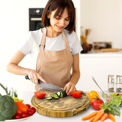 Serviço personalizado Tabela de corte de madeira de 15 polegadas com design ecológico e sulco de suco