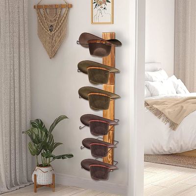 Desenho funcional Multifuntcional Montador de parede Prateleira de armazenamento e porta-chapéis para bambu