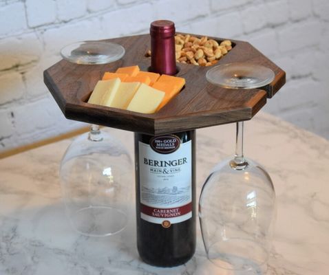 Porta-vinhos de madeira com grande quantidade de vantagem bandeja portátil para servir alimentos bandeja de garrafa de vinho