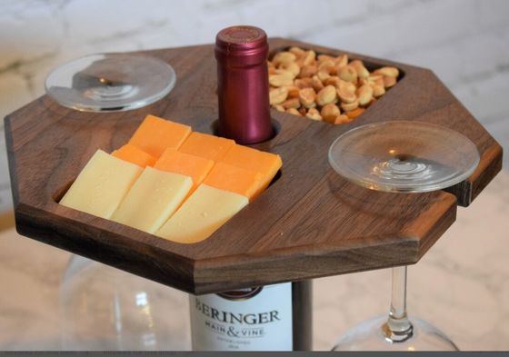 Porta-vinhos de madeira com grande quantidade de vantagem bandeja portátil para servir alimentos bandeja de garrafa de vinho