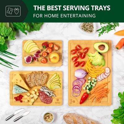 Tabela de corte de bambu natural extra grande com ranhuras de óleo