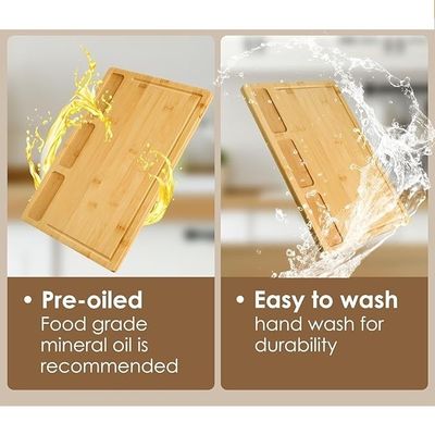 Popular Serviço Personalizado Tábuas de Cortar de Bambú Para Cozinha Conjunto de 3 Com Groove de Suco